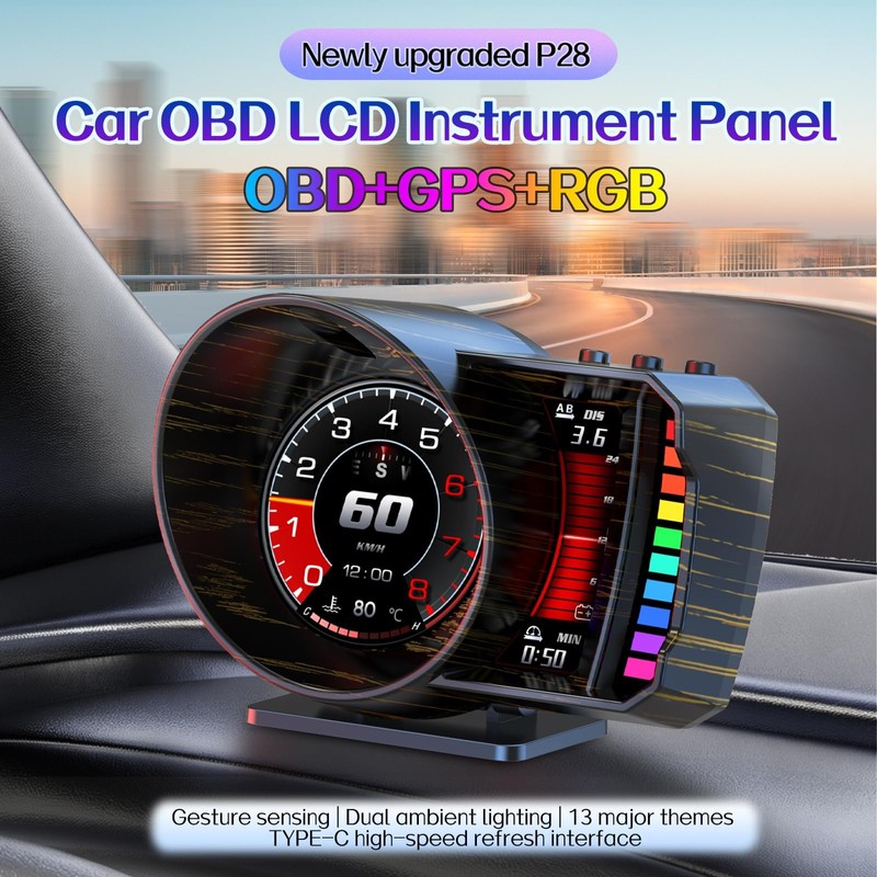 wiiyii OBD2 Gauge Display Heads Up Display for Cars,Speedometer for