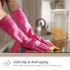 YSLON Rubber Dishwashing Glove Kitchen Cleaning Gloves 3-Pairs,Waterproof Reuseable.(Pink,Small)