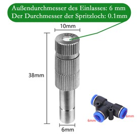 ATOPLEE 10pcs 0.1 mm Low Pressure Brass Mist Nozzles with Filter Function for Cooling System Humidification Sprayer