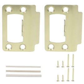 HARSKIYER Door Latch Strike Plate, Stainless Steel Door Lock Plate Repair Kit, Universal Security Striker for Fixes Door Won’t Latch, Indoor or Outdoor Security Reinforcement (Gold)