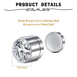 MODRSA 3mm Fake Nose Stud Fake Nose Ring Stud Fake Stud Nose Ring Fake Diamond Earrings Stud Fake Diamond Stud Earrings Silver Fake Helix Earring Stud Fake Conch Earring Stud