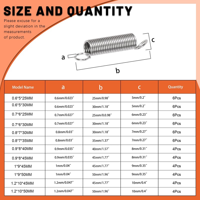 Tanstic Extension Spring Assortment Kit Different Sizes Stainless Steel Extension