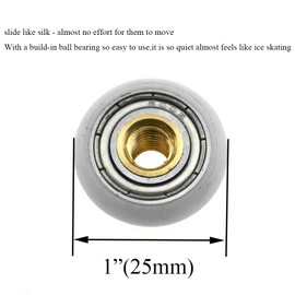HAHIYO 25mm Diameter Shower Door Wheels Smooth Rolling Sturdy Easy Install Nylon Rollers Runners Ball Bearings Stainless Steel Screws 4 Sets for Bathroom Kitchen Drawers Track System