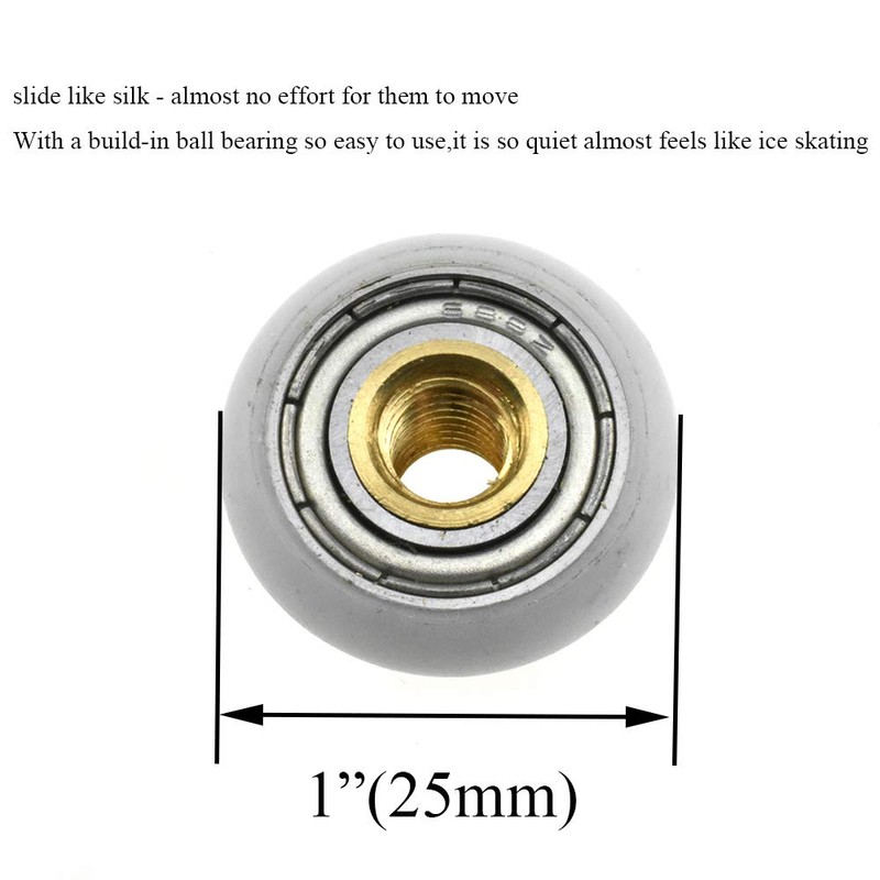 HAHIYO 25mm Diameter Shower Door Wheels Smooth Rolling Sturdy Easy