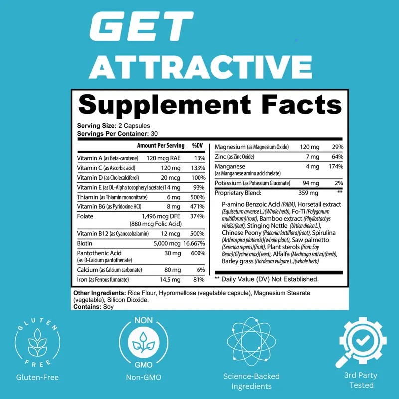 Biotin 5000 mcg with Vitamin E & B6 for Hair