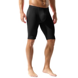 YOOBNG Men's Compression Shorts Middle Tight Pants Activewear Leggings Soft Yoga Shorts Trunks Pant Black