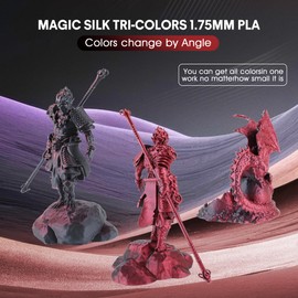 2024 Upgrade S-Series Silk PLA 3D Printer Filament, Shiny Multicolor Rainbow PLA Filament 1.75mm (Shiny Red and Black Color)