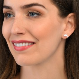 namana Dolphin Stud Earrings for Women Teen Girls 925 Sterling Silver Cute Animal Shaped Small Stud Earrings for Kids Dolphin Design in Silver or Gold Plated Silver, Sterling Silver