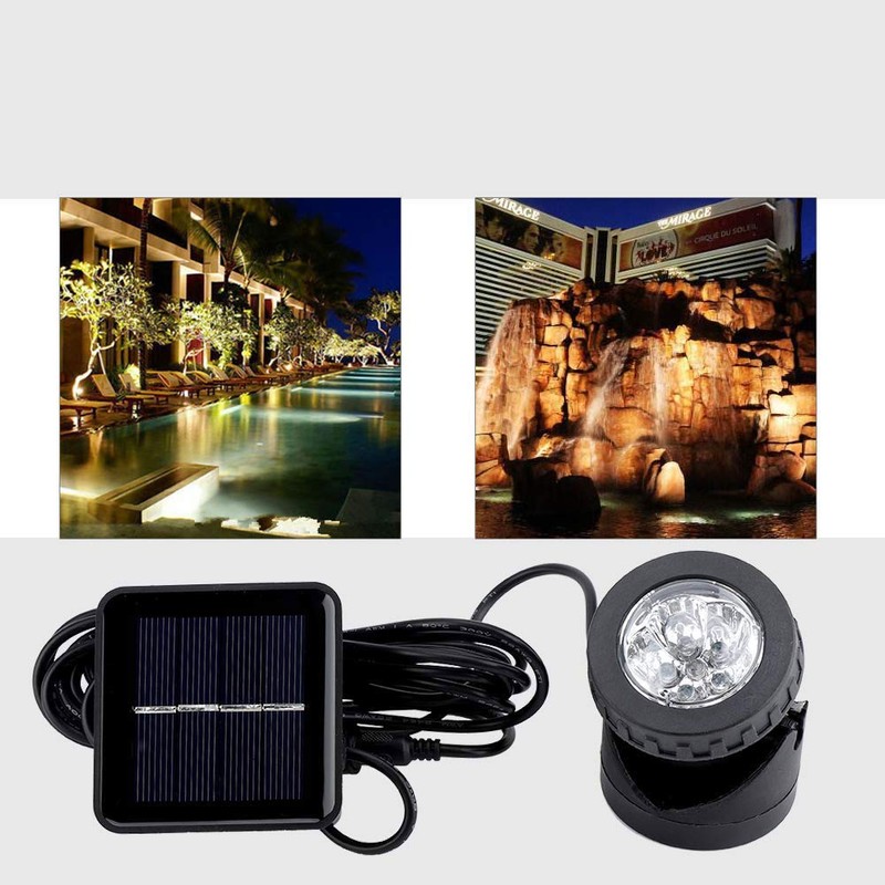 Mini Solar Lights Underwater, 6 LEDs Waterproofing Solar Spotlight, Light