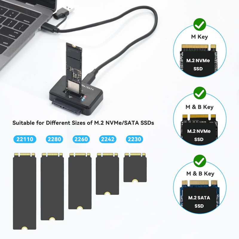 ELUTENG NVMe SATA to USB SSD Enclosure 3 in 1