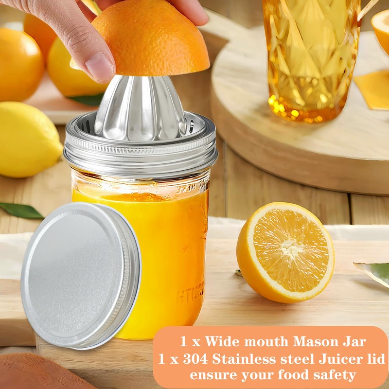 Bigwinyep Mason Jar Juicer Lid, 304 Stainless Steel Manual Juicer