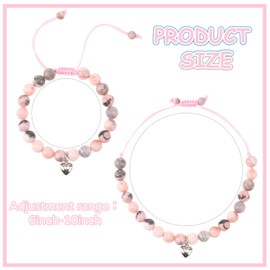 Xialvyu Girl Birthday Gifts, Bracelets for Teenage Girls, Pink Natural Stone Bracelet Gifts for Teenage Girls with Heart Charm for Girls