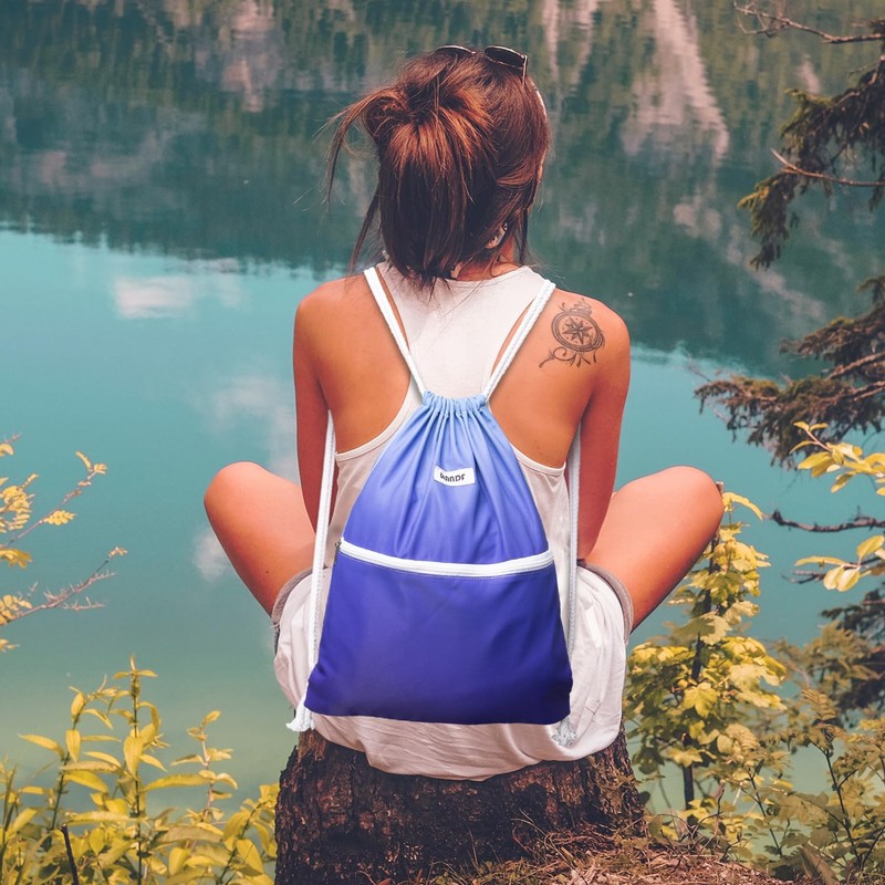 WANDF Drawstring Backpack String Bag Sackpack Cinch Water Resistant Nylon