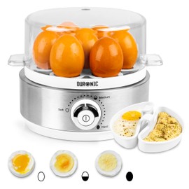 Duronic Duronic Electric Egg Boiler EB40 WE, Steamer for Eggs, Egg Cooking Machine, Automatic Egg Boiler Electronic Egg Poacher Machine for 7 Soft, Medium & Hard Boiled Eggs