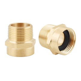 Inwindrain 2 Pack 3/4" G (BSP) Female Thread to US 3/4" NPT Male Thread Pipe Fitting,Brass Pipe Fitting Adapter,G to NPT Adapter 3/4"