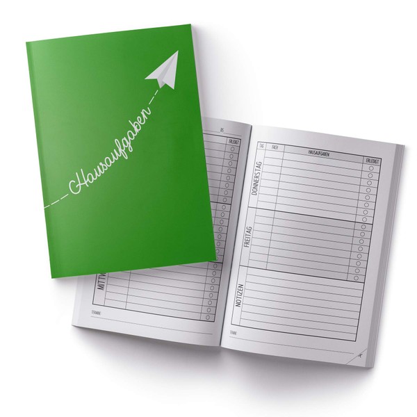 itenga Homework Book Paper Plane Green DIN A5 96 Pages