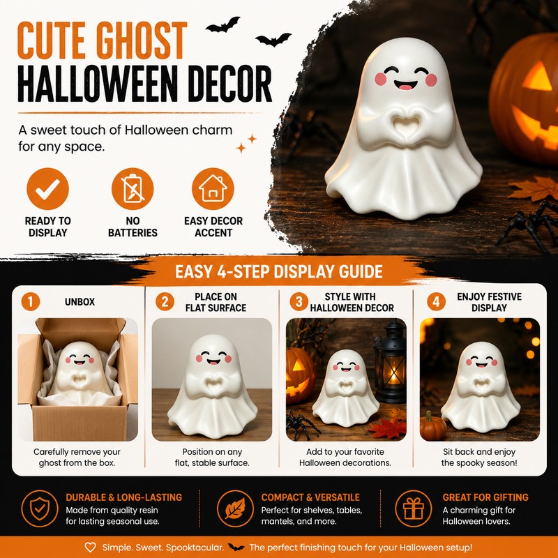 Middle Finger Ghost Statue for Halloween Decor – Cute &