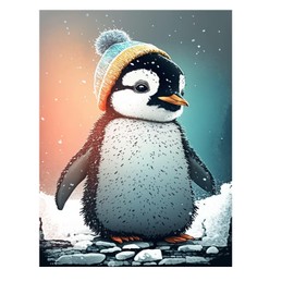 Penguin Diamond Painting Kit for Adult Beginners, Cute Penguin Diamond Art Kit, 5D DIY Full Round Diamond Diamond Kit for Painting Crafts Home Wall Decor 12x12 Inch