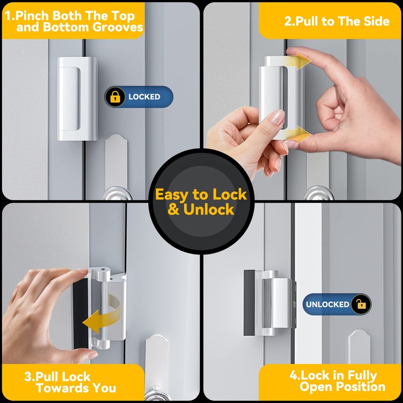 4 Pack Home Security Door Lock Withstand 800 lbs for
