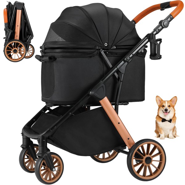 MAMIZO Foldable Dog Stroller for Medium Small Dogs Cats Up
