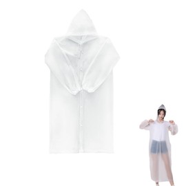 LUYING Raincoat, Long Raincoat, Hood with Drawstring, Environmentally Friendly, EVA Material, Windproof, Waterproof, Unisex, Bicycle Bike, Commuting to Work or School, Translucent Type, Reusable