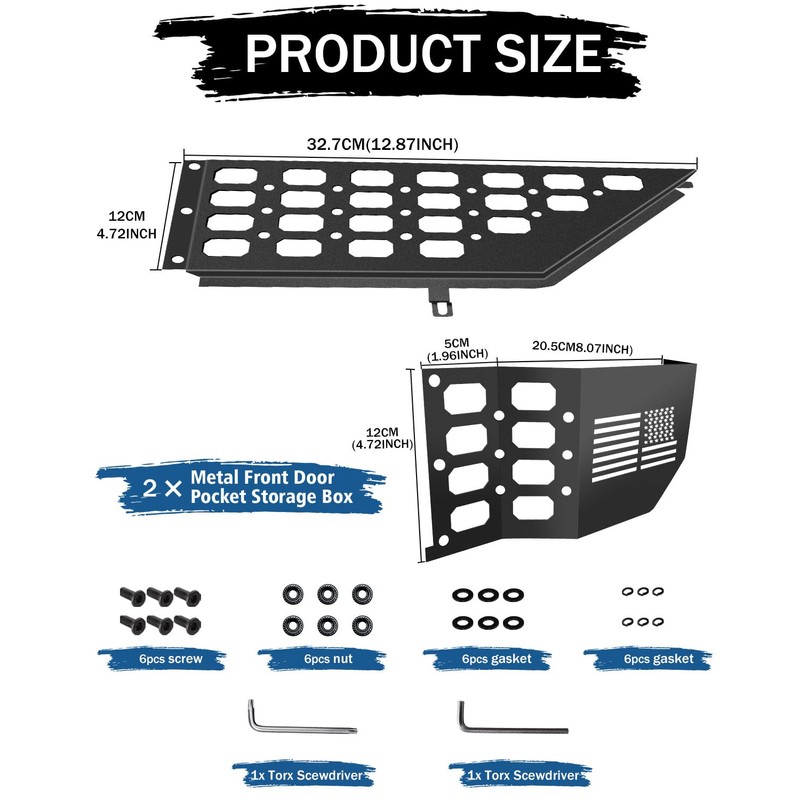 Metal Front Door Storage Box for Jeep Wrangler JL JLU