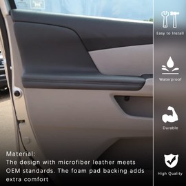 A ABIGAIL Front Door Panel Armrest Cover Compatible with Honda Odyssey 2011 2012 20213 2014 2015 2016 2017 Auto Leather Suture Console Lid Cover Replacement(Black)