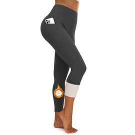 Women's Fleece Lined Yoga Pants Thermal Winter High Waisted Tummy Control Leggings Grey