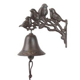 Cast Iron Doorbell with Bird Design - Antique Style Wall Bell with Four Magpies - Durable Outdoor Bell for Farmhouses and Vintage Decor