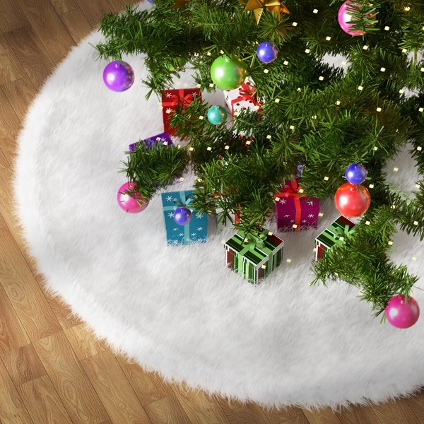 EUSTOZUOYI Christmas Tree Blanket Round White 90 cm Christmas Tree