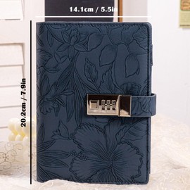 TIEFOSSI Diary with Lock for Women, 3D Embossed Journal with Lock, 224 Pages Wide lined Notebooks, PU Leather with Pen and Stickers Planner Organizer for Women & Men