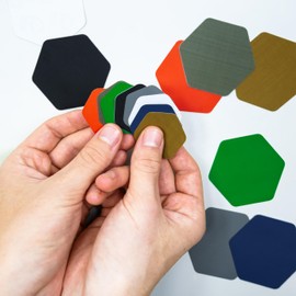 GEAR AID Tenacious - Parches de reparación de Cinta para Chaquetas, Tiendas de campaña y Equipo al Aire Libre, Coyote, Forma Hexagonal de 2.5 y 1.5 Pulgadas, 4 Parches