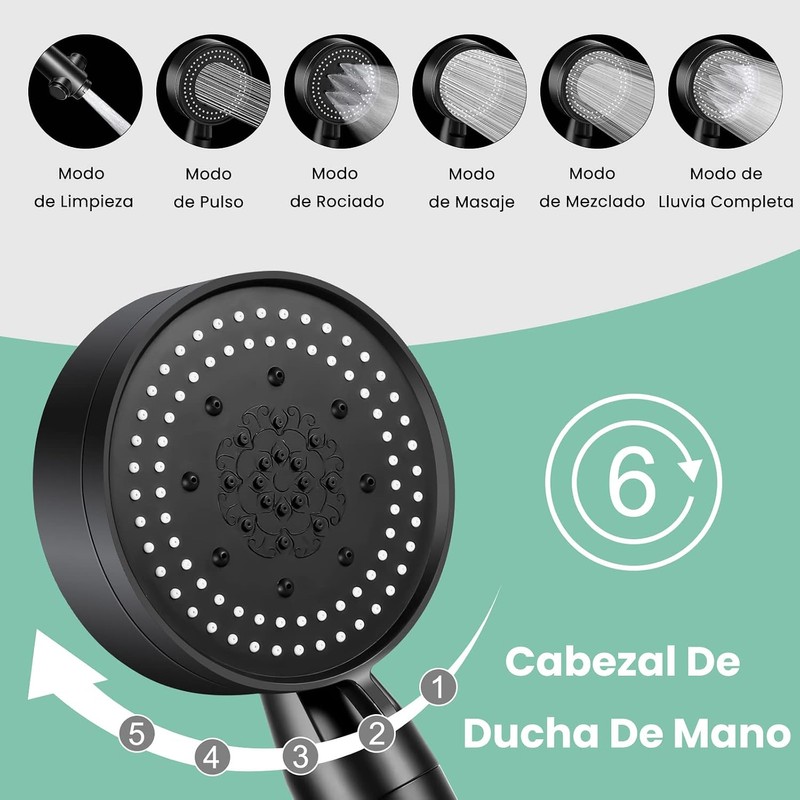 Cabezal de Ducha de Mano, Regadera para Ba?o Manguera de