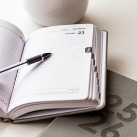 BG Premium Academic Term-Time Diary Embossed 18.8x13.5cm Page A Day 2025-2026 - Black