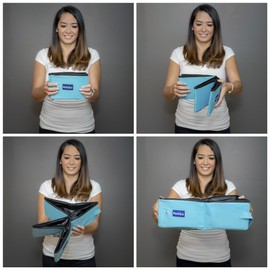 PetLike Travel Cat Litter Box, Leak-Proof Portable Litter Box, Collapsible Toilet Tray Carrier for Small Medium Cats (Medium, Aqua)