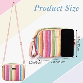 Dansydaisy 2 Pcs Straw Crossbody Bags for Women Small Woven Straw Purse Cute Beach Shoulder Handbag for Summer Vacation Trendy Supplies
