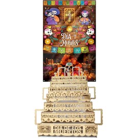 Hermosa Ofrenda Día De Muertos Altar Frase Con Decoración Y Adornos con Fondo día de muertos