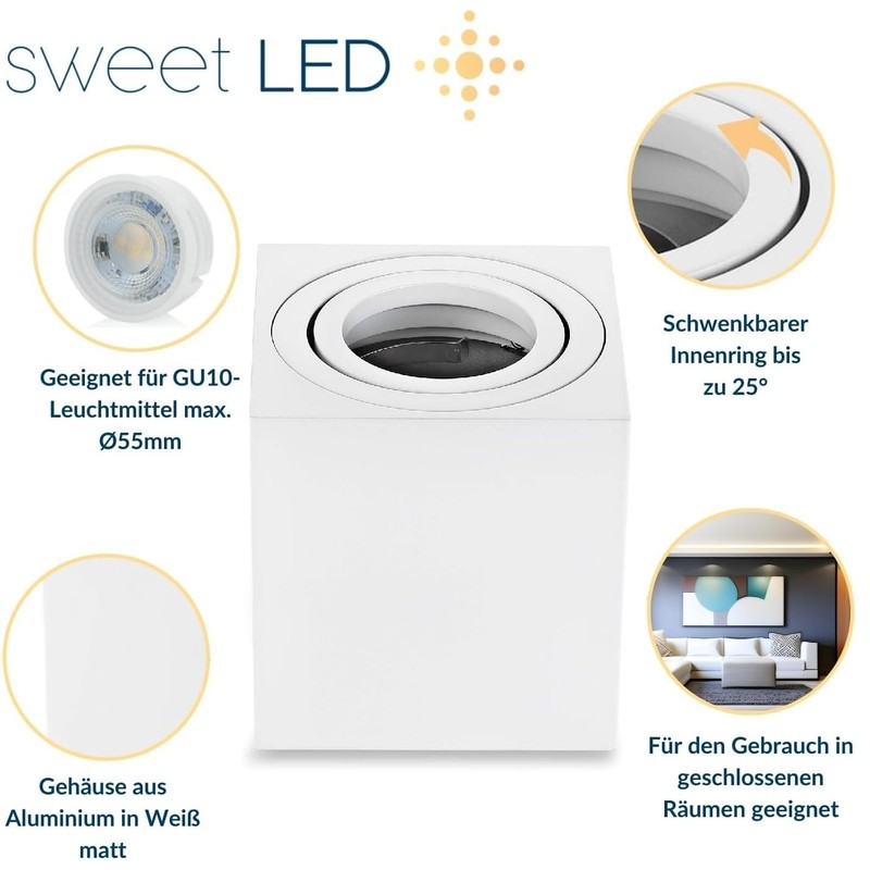 Sweet Led Surface-Mounted Ceiling Light Surface-Mounted with GU10 Socket 230