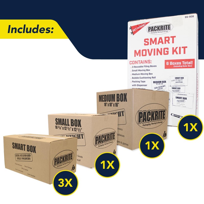PackRite College Moving Kit, with Moving Boxes, Packing Tape, Bubble