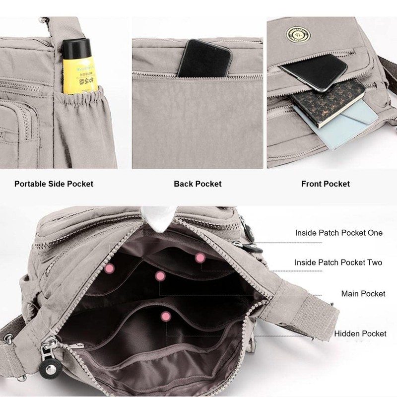 Milky Way Womens Waterproof Multi-Pocket Shoulder Bag Adjustable Strap Crossbody