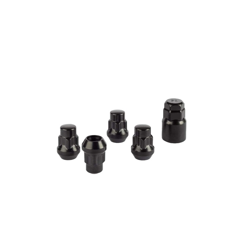 RYBO Set of 4 Alloy Wheel Locking Nuts, Black (M12