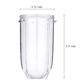 16OZ Replacement Cups Jar for Magic Bullet MBR-1101, MB1001B, MB1001C, MB1001A 250W MB1001 Series Blender Parts. (2PACK)