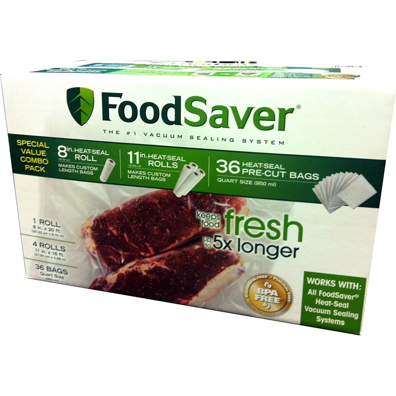 FoodSaver Special Value Vacuum Seal Combo Pack 1-8"Roll; 4-11"Rolls; 36