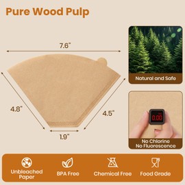 #4 Cone Coffee Filters 8-12 Cup, 400 Count Unbleached Natural Coffee Paper Filters, No Blowout, Disposable Coffee Filter for Pour Over and Drip Coffee Maker