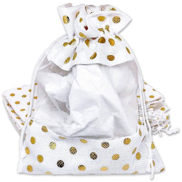 TheDisplayGuys - 12-Pack 6.5x8.5 Linen Burlap & Organza Gift Bags
