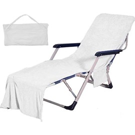 VOCOOL Chaise Lounge Pool Chair Cover Beach Towel Fitted Elastic Pocket Won't Slide 85" L x 30" W-White