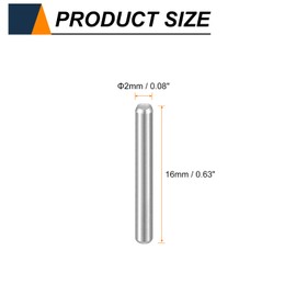 HARFINGTON 50pcs Dowel Pins M2(2mm) x 16mm 304 Stainless Steel Cylindrical Shelf Support Peg Pin Rod Fasten Elements for Metal Devices Wood Furniture DIY Installation, Silver