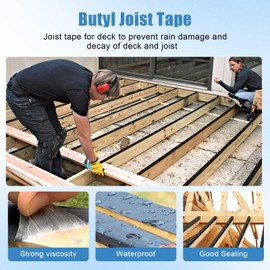 Butyl Joist Tape 6" x 50', 4 Pack Joist Tape for Decking, Waterproof Deck Tape, Anti-Corrosion Weather Resistance Joist Tape for Protect Deck Joists and Wood Joists
