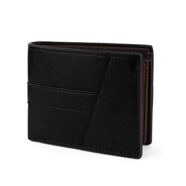 AdiStylinno Men's PU Leather Bifold Wallet Men's Minimalist Wallet Vintage Wallet Slim Wallet with Coin Compartment 2 Cash Slots 6 Card Slots and 1 ID Window, black, Minimalist