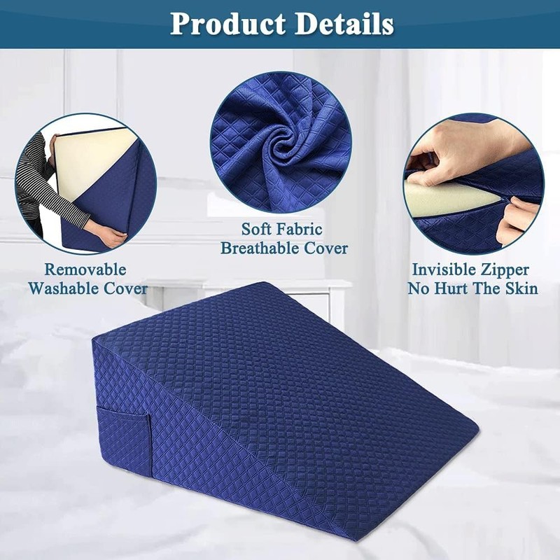NEPPT Wedge Pillow Cover Quilted Triangle Incline Bed Wedge Pillowcase